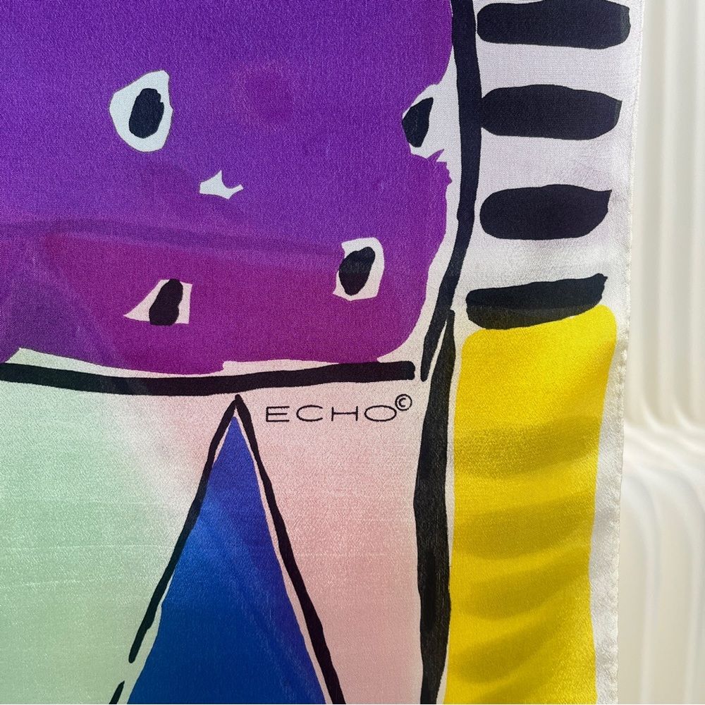 Echo Silk Scarf With Bold Patterns - image 4